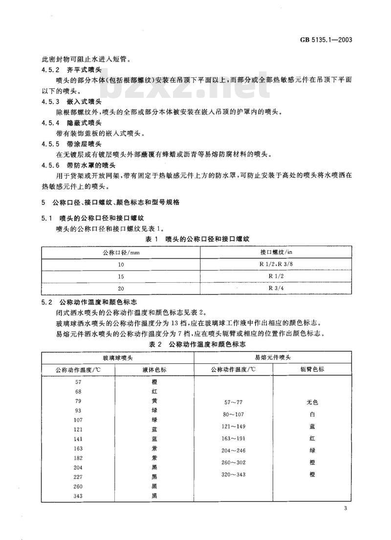 GB 5135.1-2003 自动喷水灭火系统 第1部分: 洒水喷头