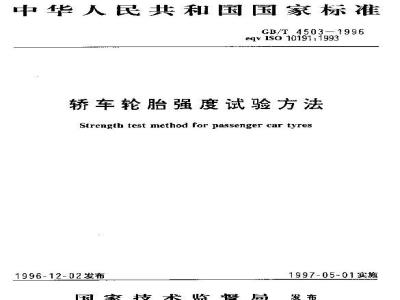 GB/T 4503-1996 轿车轮胎强度试验方法