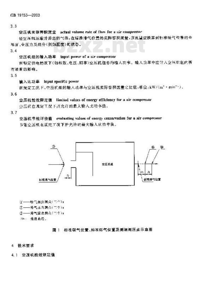 GB 19153-2003 容积式空气压缩机能效限定值及节能评价值