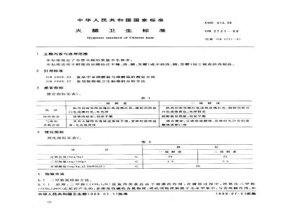 GB 2731-1988 火腿卫生标准