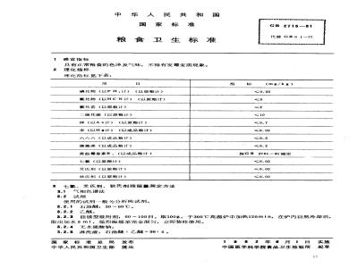 GB 2715-1981 粮食卫生标准