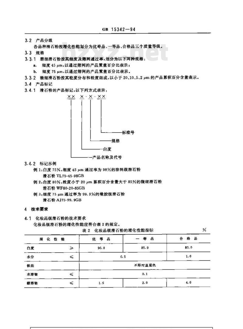 GB 15342-1994 滑石粉 GB 15342-1994 滑石粉