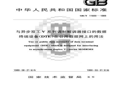 GB/T 11600-1989 与异步双工V系列调制解调器接口的数据终端设备(DTE)在公用数据网上的用法