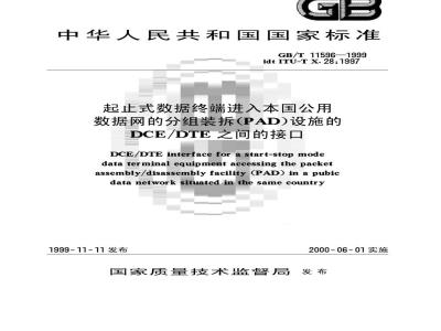 GB/T 11596-1999 起止式数据终端进入本国公用数据网的分组装拆(PAD)设施的DCE/DTE之间的接口