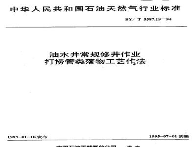 SY/T 5587.19-1994 Procedure for salvaging pipes and other objects in routine well repair work for oil and water wells