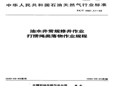 SY/T 5587.17-1993 Procedure for fishing ropes and other objects in routine well repair work for oil and water wells