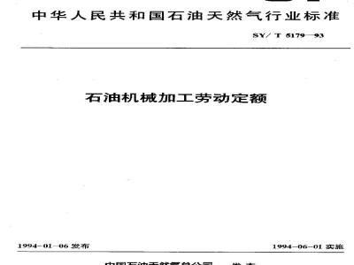 SY/T 5179-1993 Labor quotas for petroleum machinery processing