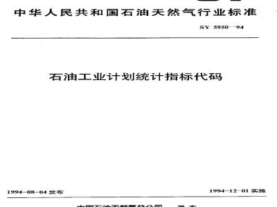 SY 5950-1994 Petroleum Industry Planning Statistical Indicator Code
