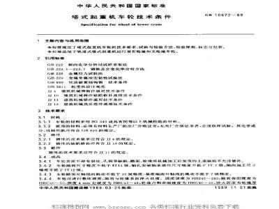 GB 10672-1989 塔式起重机车轮技术条件GB10672-89