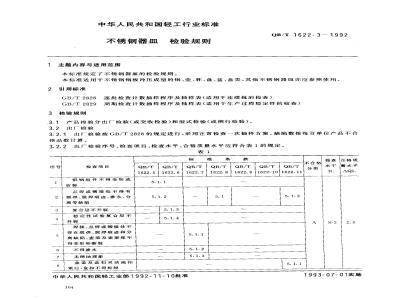 QB/T 1622.3-1992 Inspection rules for stainless steel utensils