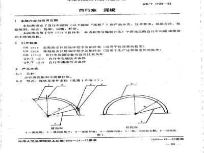 QB/T 1722-1993 Bicycle mudguard