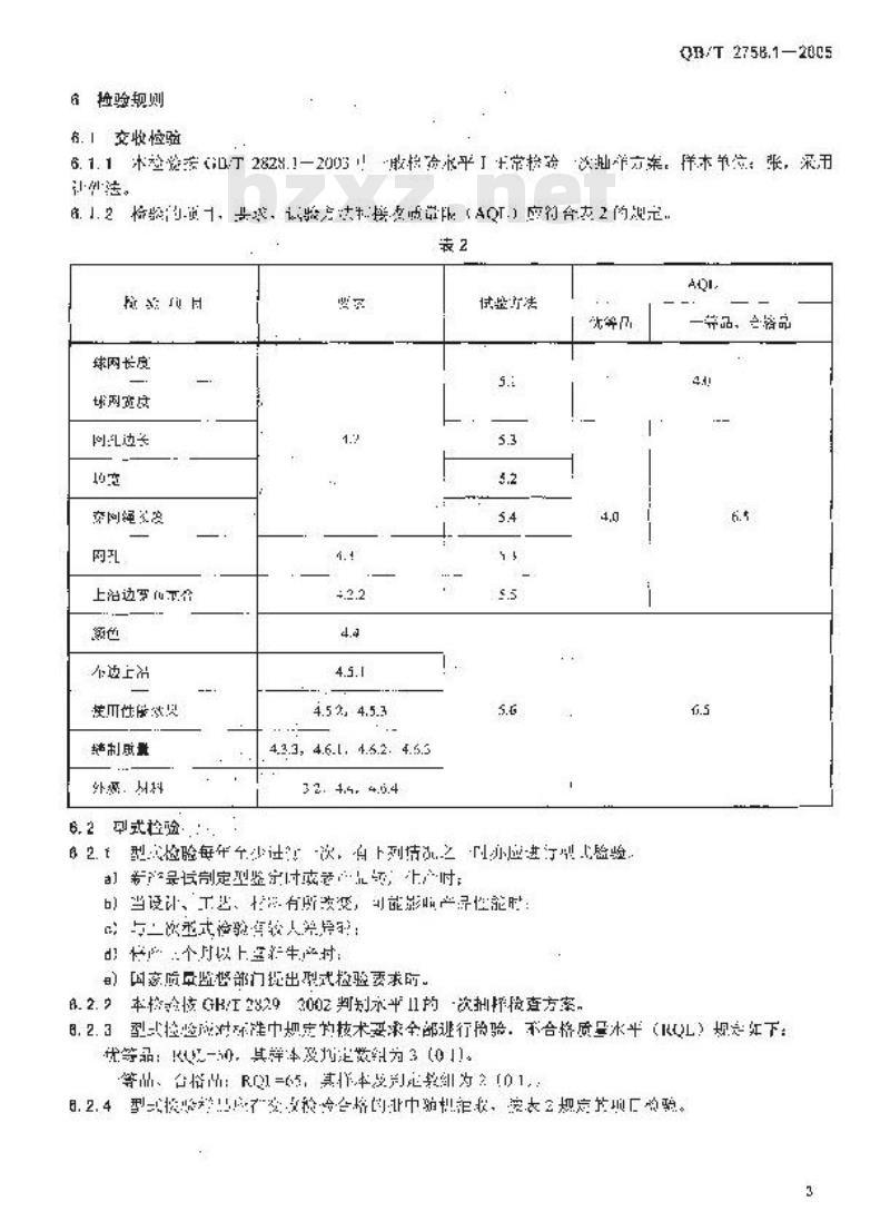 QB/T 2758.1-2005 羽毛球网 QB/T 2758.1-2005 羽毛球网