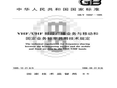 GB/T 15937-1995 VHF/UHF频段广播业务与移动和固定业务频率共用技术规定