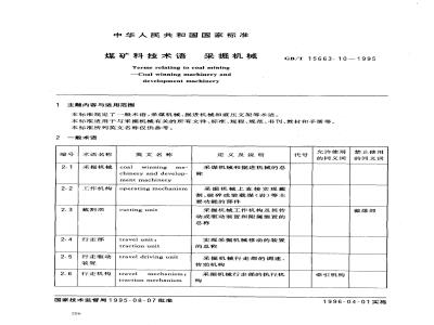 GB/T 15663.10-1995 煤矿科技术语 采掘机械