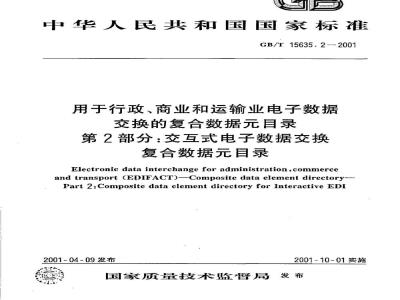 GB/T 15635.2-2001 用于行政、商业和运输业电子数据交换的复合数据元目录 第2部分：交互式电子数据交换复合数据元目录