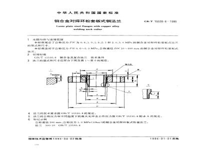 GB/T 15530.6-1995 铜合金对焊环松套板式钢法兰