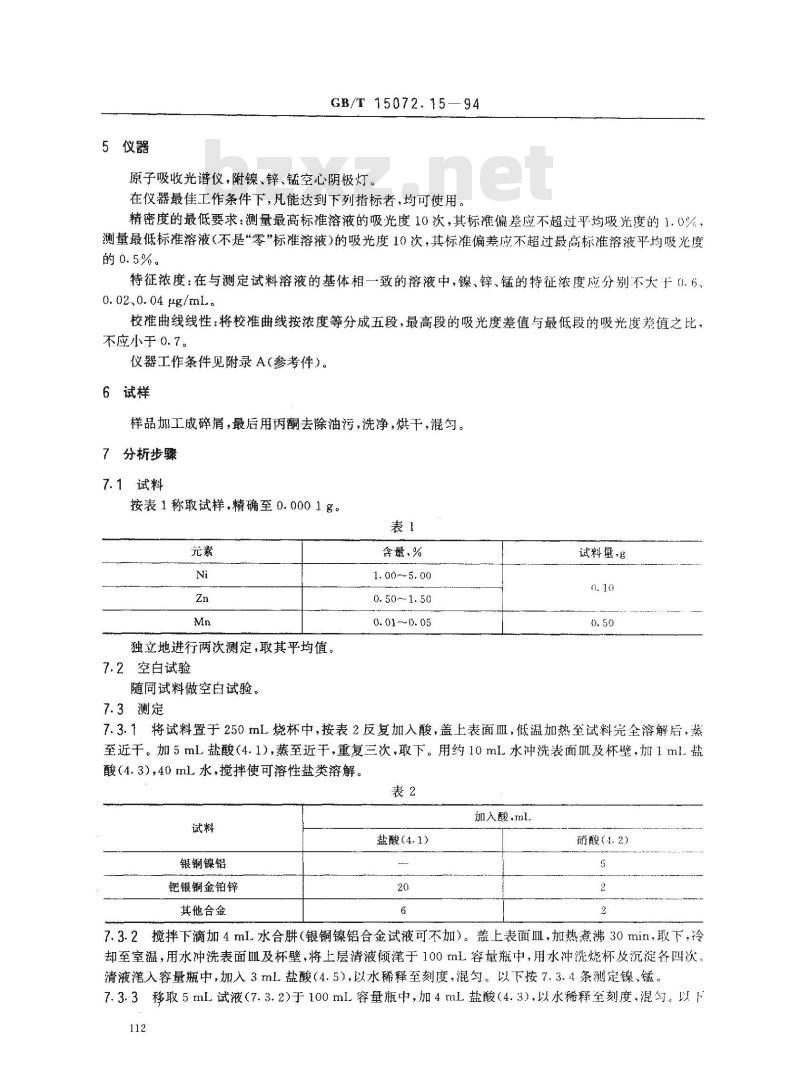GB/T 15072.15-1994 贵金属及其合金化学分析方法 金、银、钯合金中镍、锌、锰量的测定 GB/T 15072.15-1994 贵金属及其合金化学分析方法 金、银、钯合金中镍、锌、锰量的测定