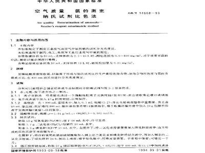 GB/T 14668-1993 空气质量 氨的测定 纳氏试剂比色法