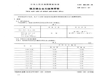 GB/T 8011-1987 镍及镍合金无缝薄壁管