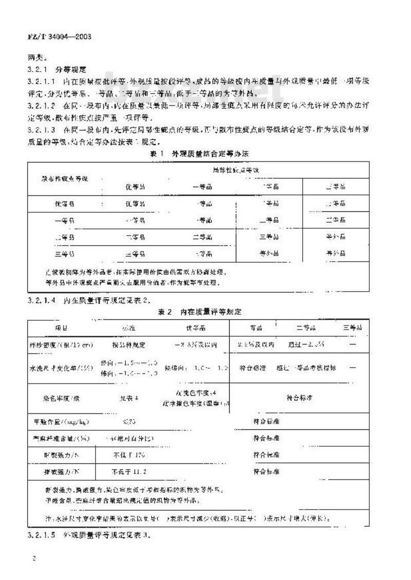 FZ/T 34004-2003 涤麻(苎麻)混纺印染布