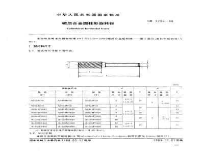 GB/T 9206-1988 硬质合金圆柱形旋转锉