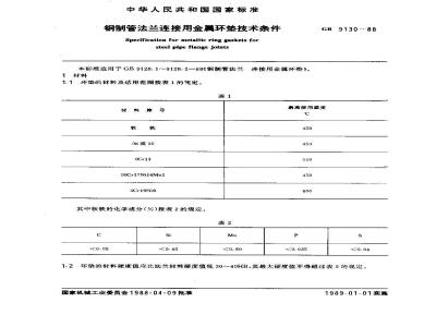 GB/T 9130-1988 钢制管法兰连接用金属环垫 技术条件
