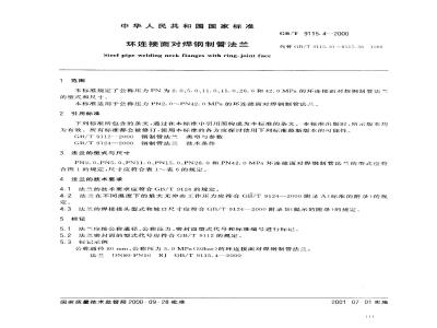 GB/T 9115.4-2000 环连接面对焊钢制管法兰