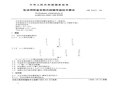 GB/T 9035-1988 电话用双音多频式按键号盘技术要求
