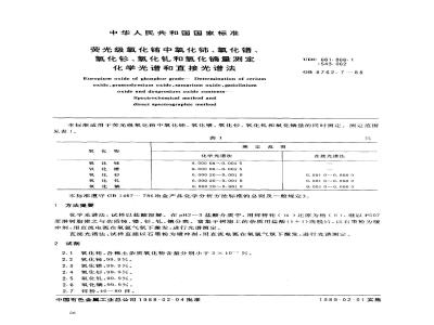 GB/T 8762.7-1988 荧光级氧化铕中氧化铈氧化镨、氧化钐、氧化钆和氧化镝量测定 化学光谱和直接光谱法