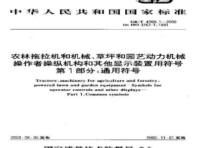 GB/T 4269.1-2000 农林拖拉机和机械、草坪和园艺动力机械 操作者操纵机构和其他显示装置用符号 第1部分：通用符号
