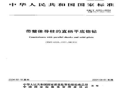 GB/T 4260-2004 带整体导柱的直柄平底锪钻