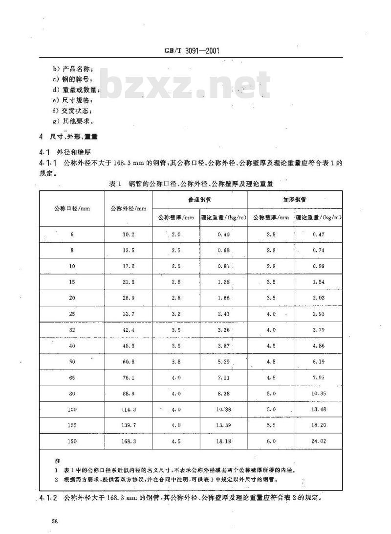 GB/T 3091-2001 低压流体输送用焊接钢管