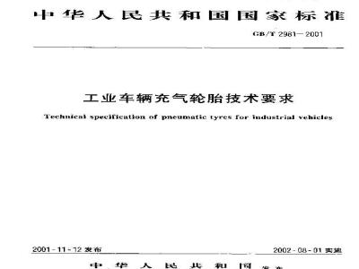 GB/T 2981-2001 工业车辆充气轮胎技术要求