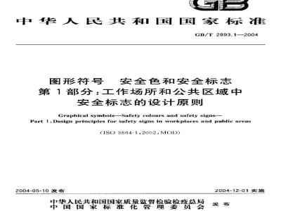 GB/T 2893.1-2004 图形符号 安全色和安全标志 第1部分：工作场所和公共区域中安全标志的设计原则