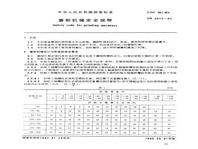 GB 4674-1984 磨削机械安全规程