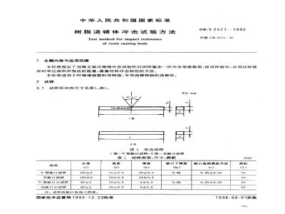 GB/T 2571-1995 树脂浇注铸体冲击试验方法