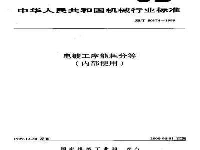 JB/T 50174-1999 Classification of energy consumption in electroplating processes