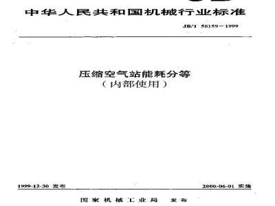 JB/T 50159-1999 Compressed air station energy consumption classification