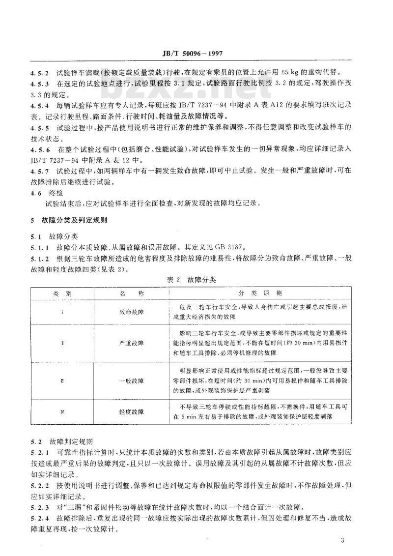 JB/T 50096-1997 三轮农用运输车 可靠性考核评定方法