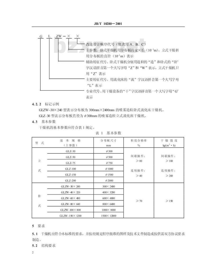 JB/T 10280-2001 喷雾造粒流化床干燥机 JB/T 10280-2001 喷雾造粒流化床干燥机