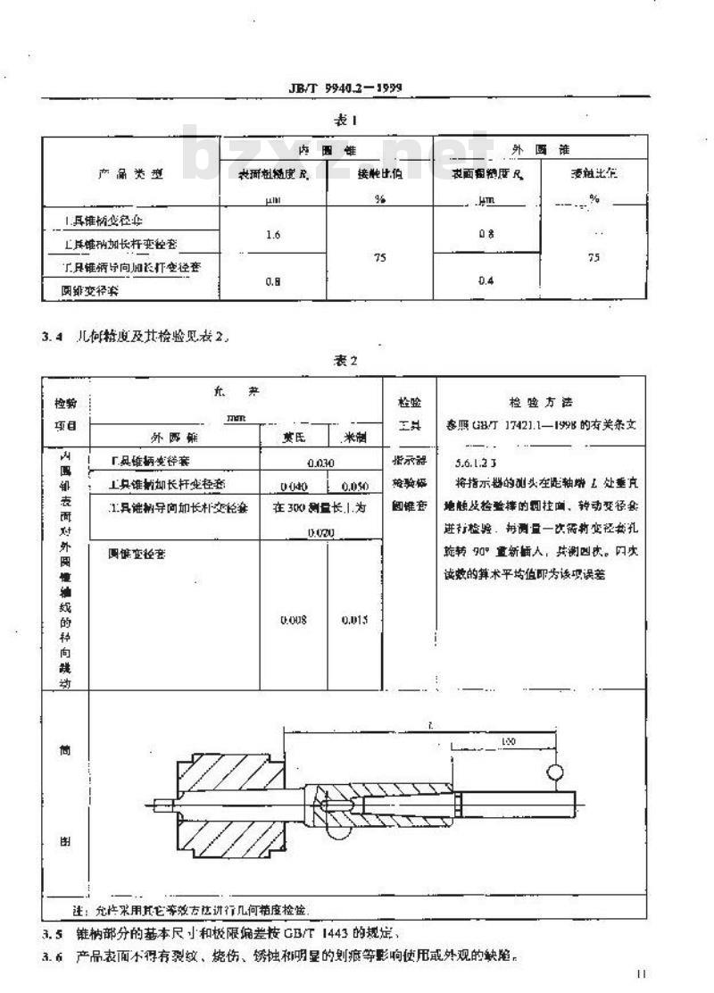 JB/T 9940.2-1999 工具柄自锁圆锥变径套 技术条件 JB/T 9940.2-1999 工具柄自锁圆锥变径套 技术条件