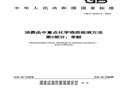 GB/T 44165.5-2024消费品中重点化学物质检测方法　第5部分：苯酚