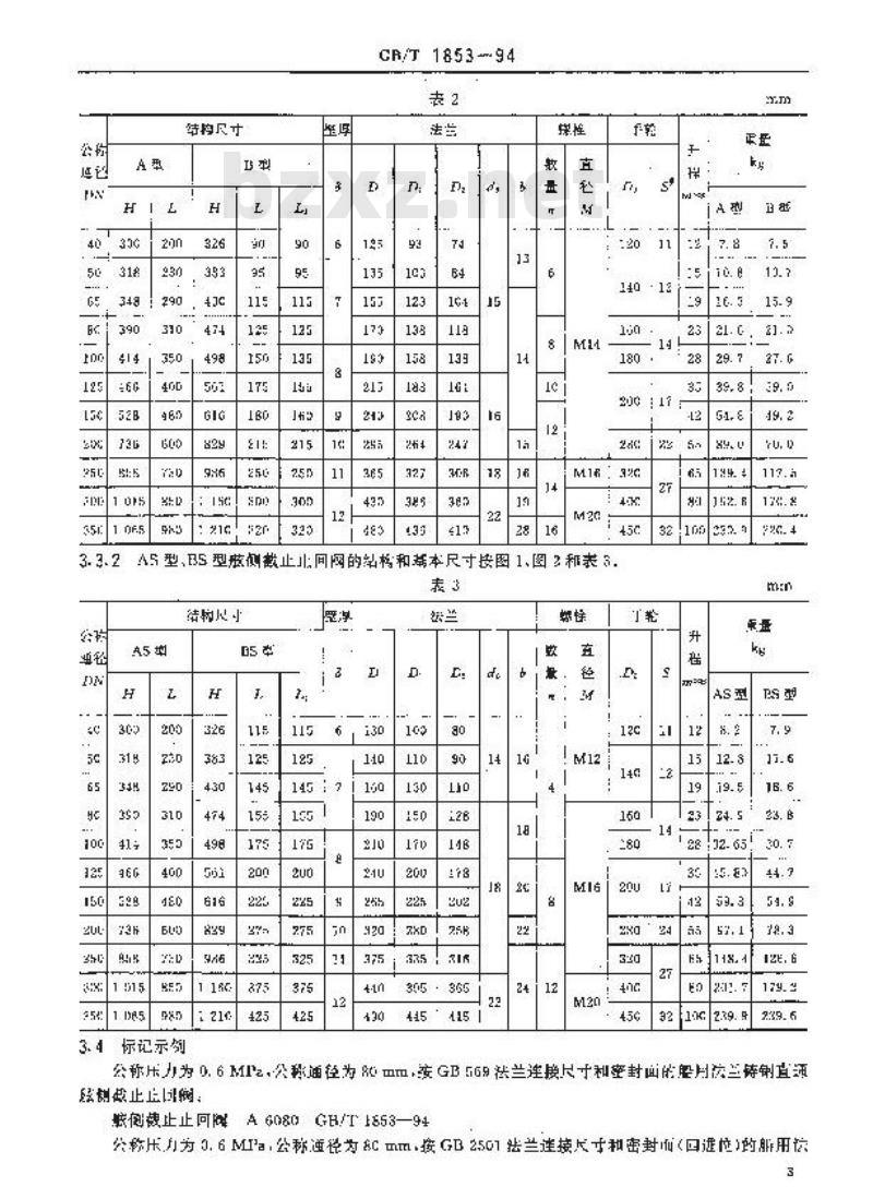 GB/T 1853-1994 船用法兰铸钢舷侧截止止回阀 GB/T 1853-1994 船用法兰铸钢舷侧截止止回阀