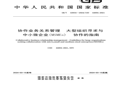 GB/T 43834-2024协作业务关系管理 大型组织寻求与中小微企业（MSMEs）协作的指南 