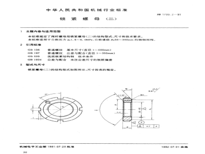 JB/T 1700.2-1991 锁紧螺母(二)
