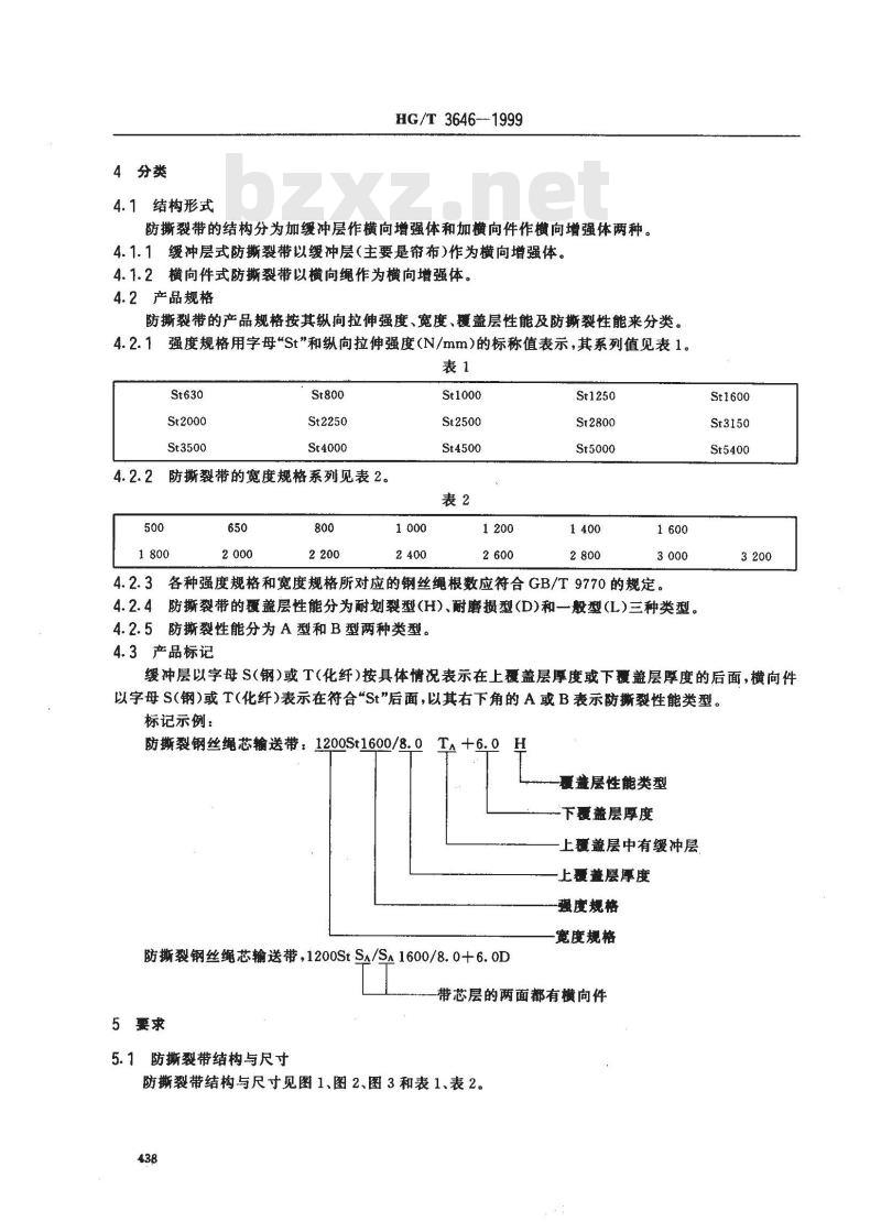 HG/T 3646-1999 普通用途防撕裂钢丝绳芯输送带 HG/T 3646-1999 普通用途防撕裂钢丝绳芯输送带