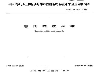 JB/T 8825.1-1998 惠氏螺纹丝锥