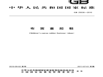 GB 25036-2010 布面童胶鞋