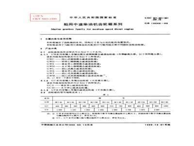 GB 10098～10099-1988 船用中速柴油机齿轮箱系列和技术条件 [合订本]
