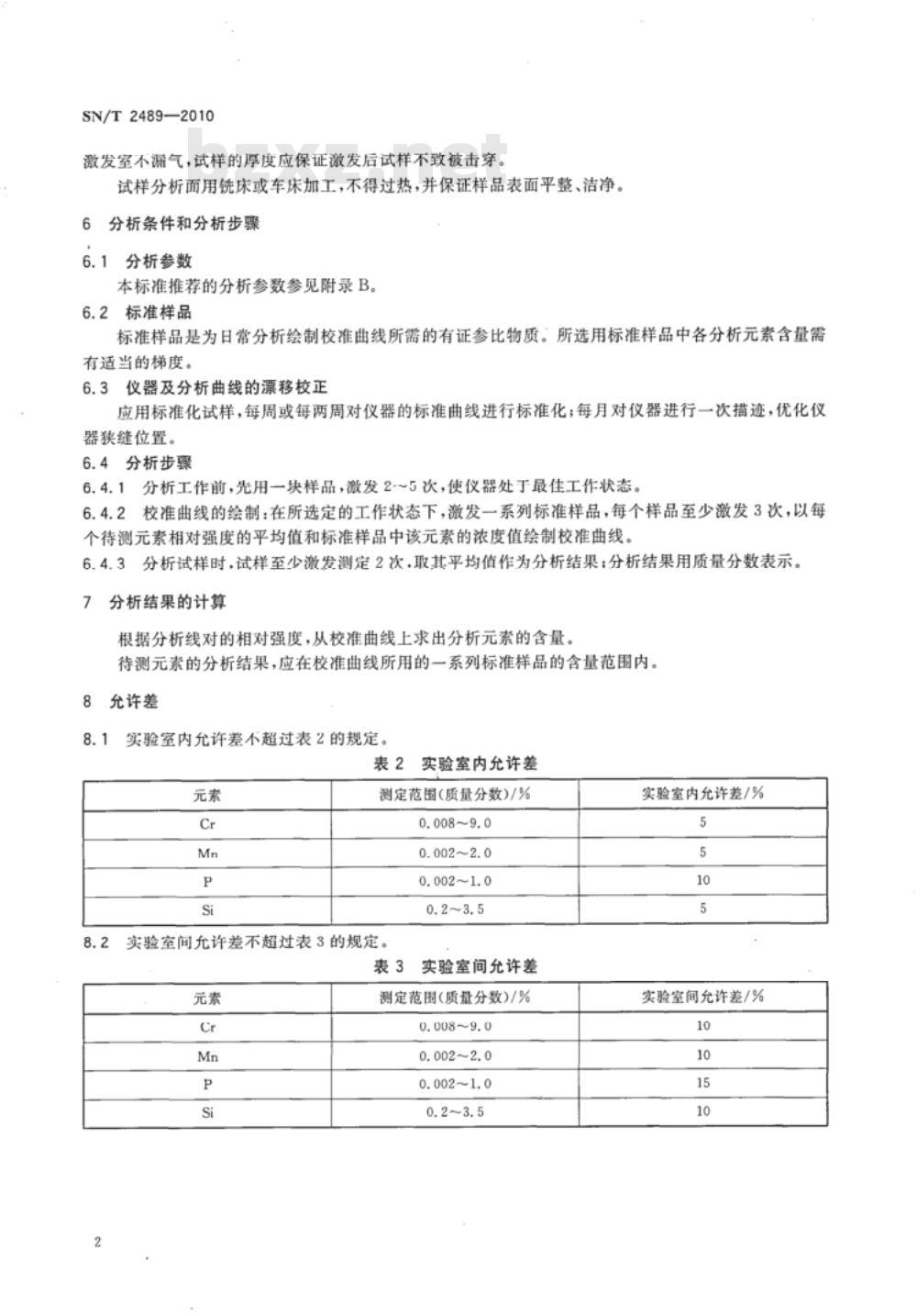 SN/T 2489-2010 生铁中铬、锰、磷、硅的测定 光电发射光谱法 SN/T 2489-2010 生铁中铬、锰、磷、硅的测定 光电发射光谱法